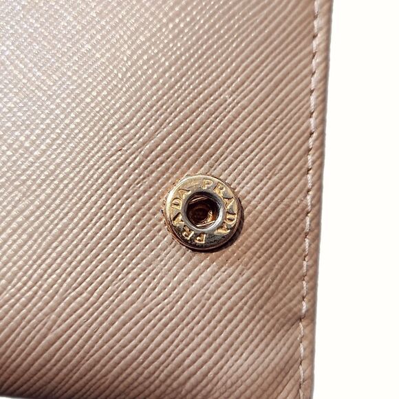 Prada (Authentic) Champagne Pink Leather & Gold w/ Bow Accent Fiocco Long Wallet - Picture 9 of 13